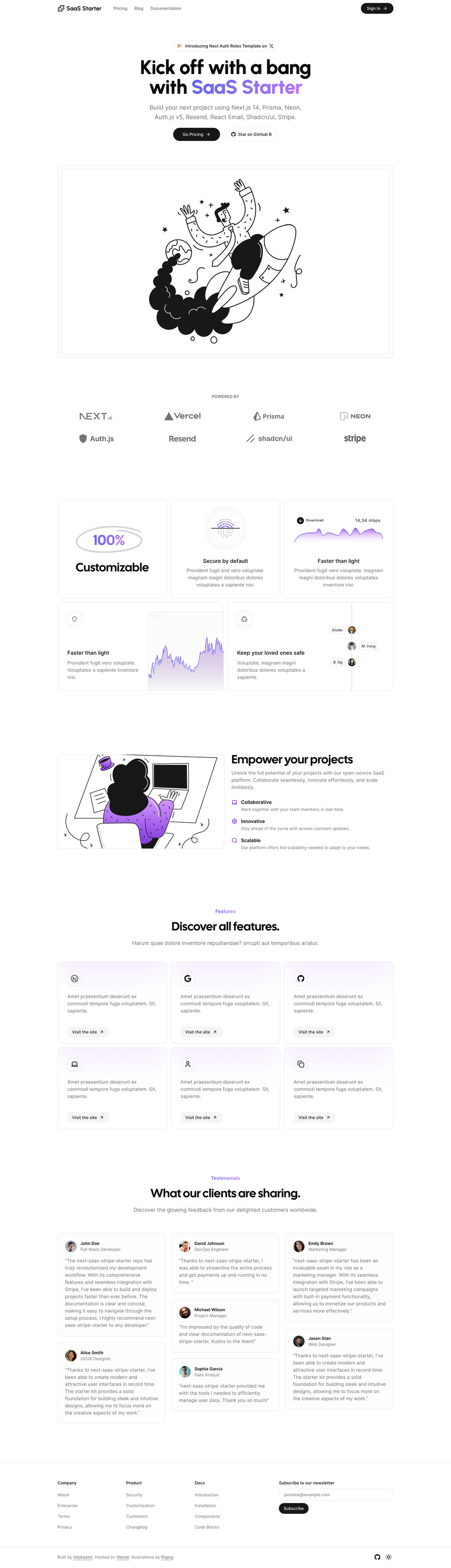 Next SaaS Stripe Starter screenshot | ATemplate.com