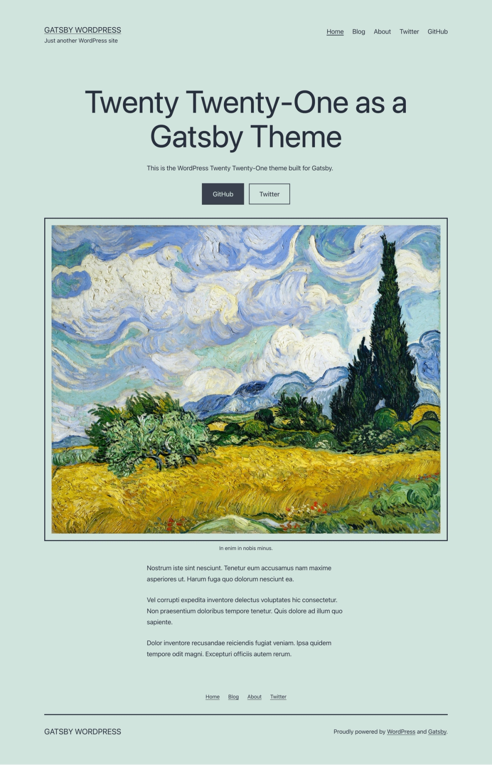 gatsby-theme-twentytwentyone screenshot | ATemplate.com