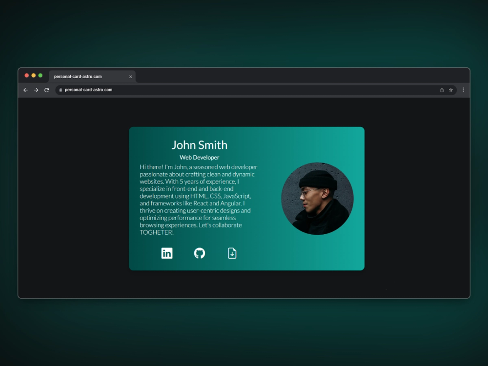 professional-card-astro screenshot | ATemplate.com