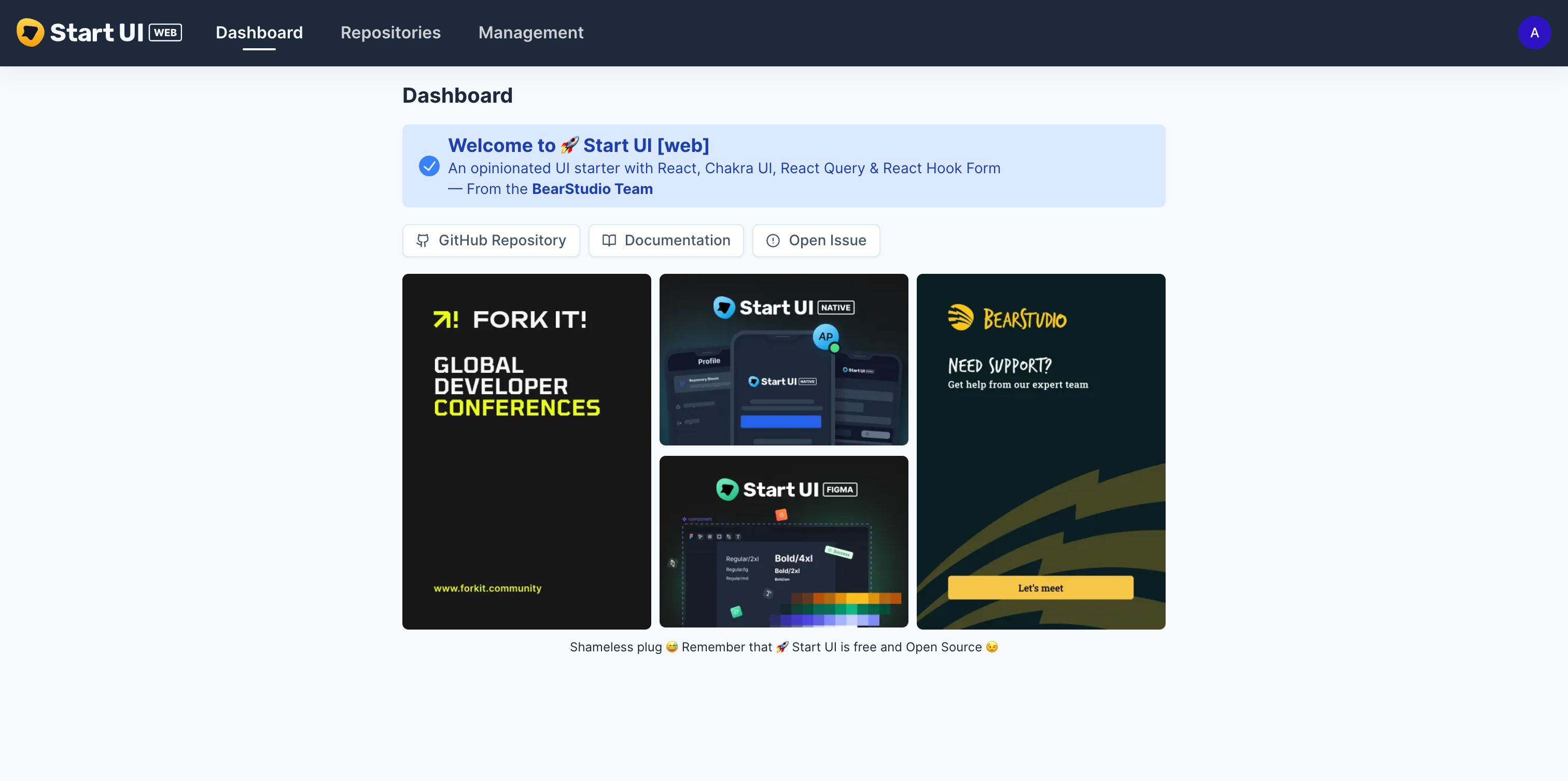 start-ui-web screenshot | ATemplate.com