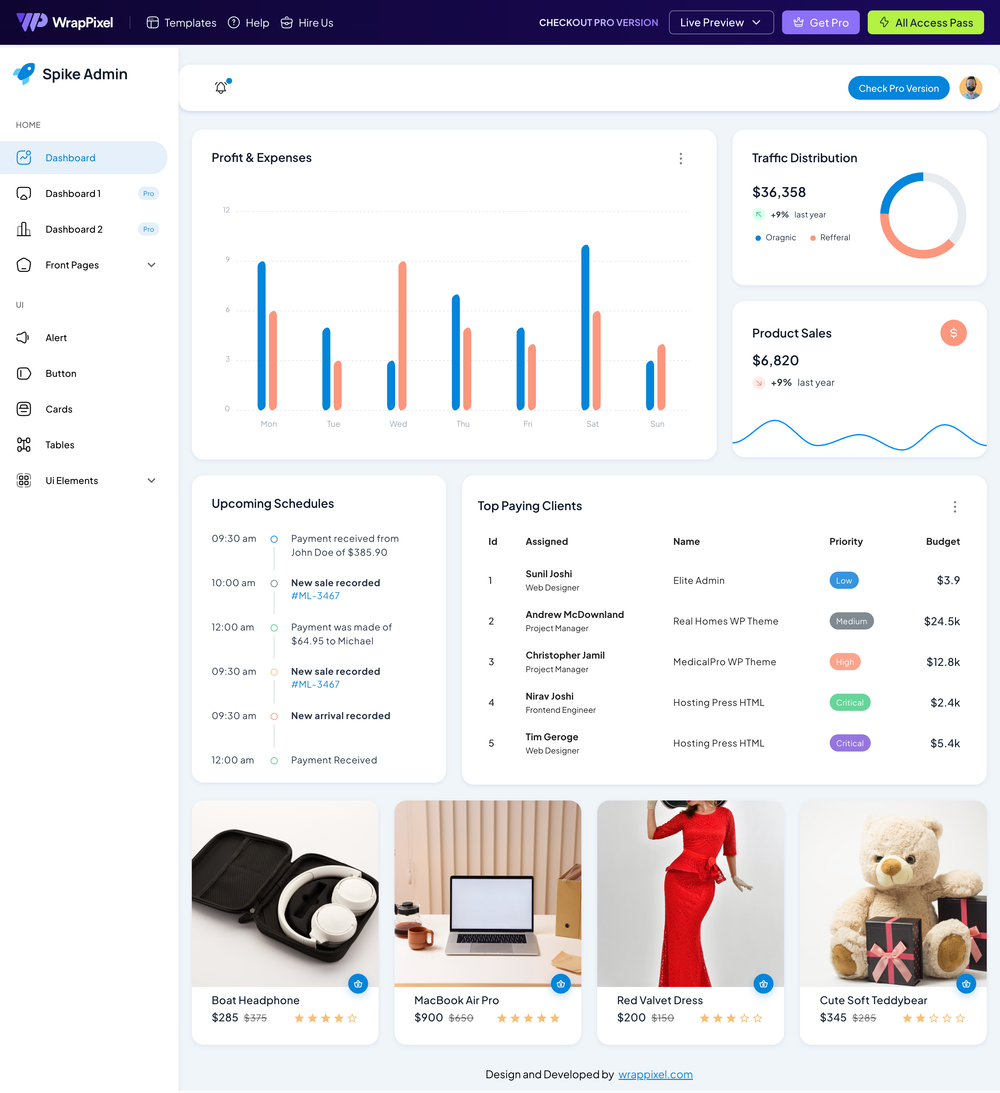 spike-vue-free screenshot | ATemplate.com