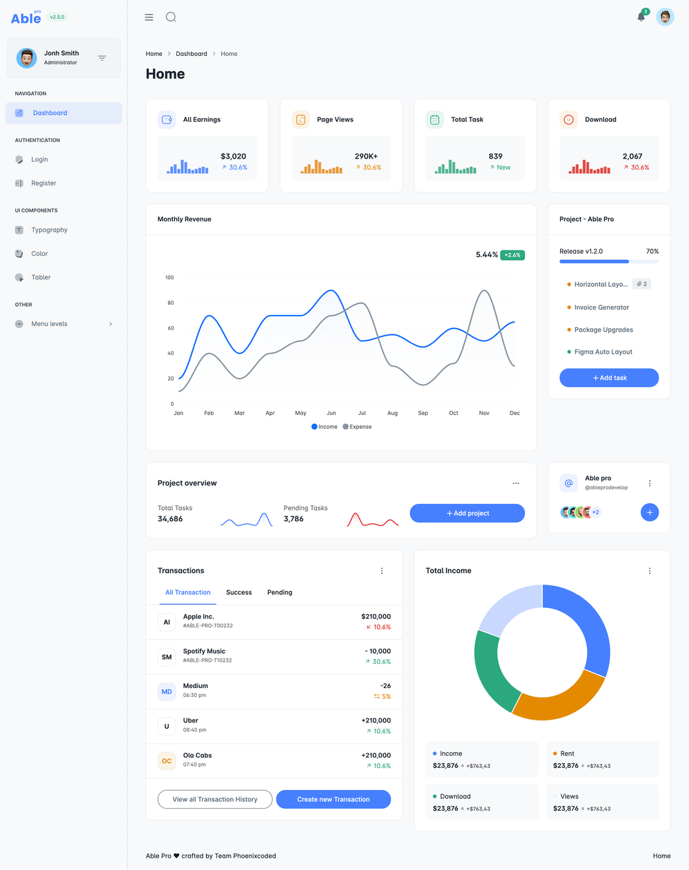 Able Pro Free Admin Template screenshot | ATemplate.com