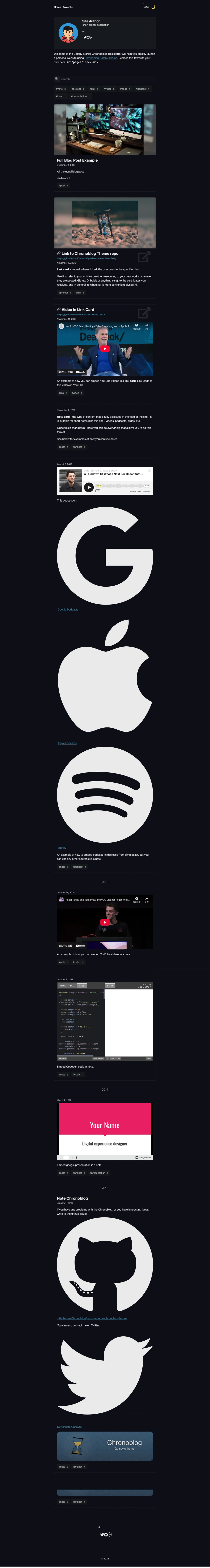 gatsby-theme-chronoblog screenshot | ATemplate.com