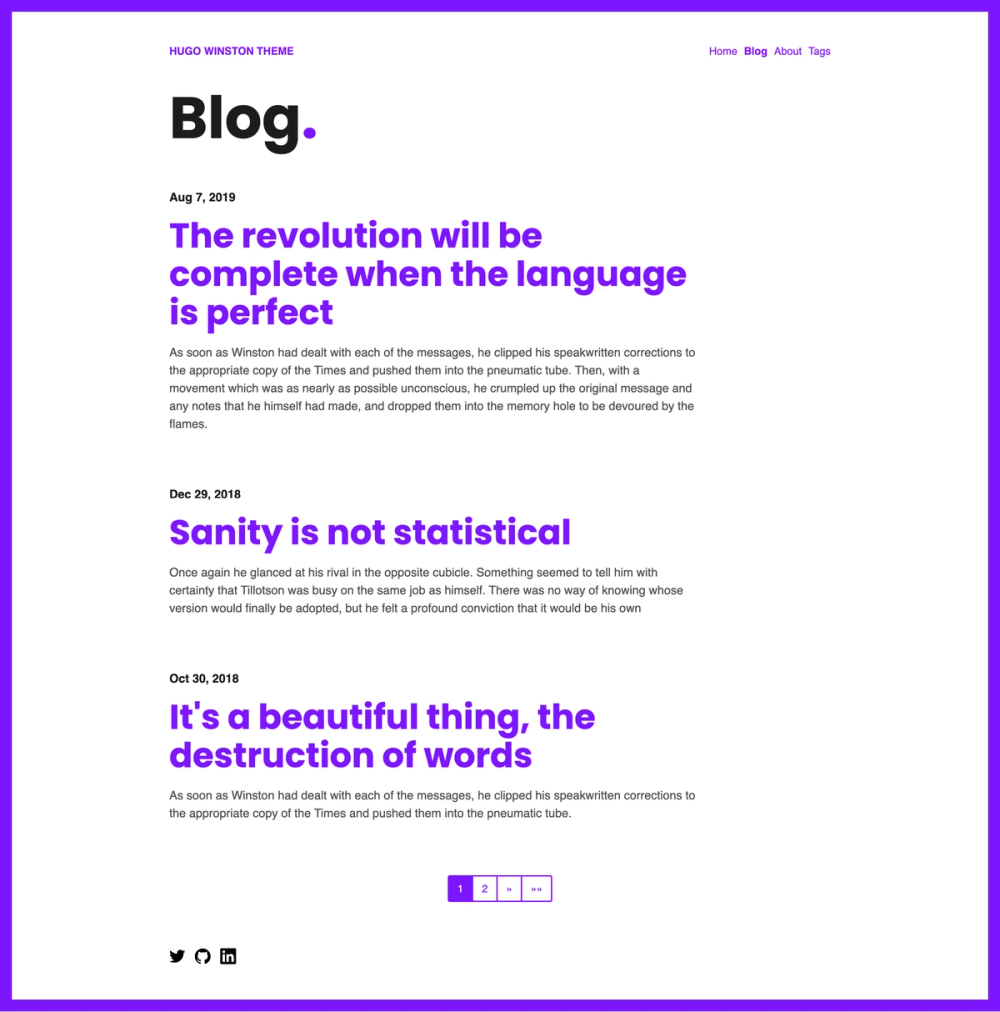 Hugo Winston Theme screenshot | ATemplate.com