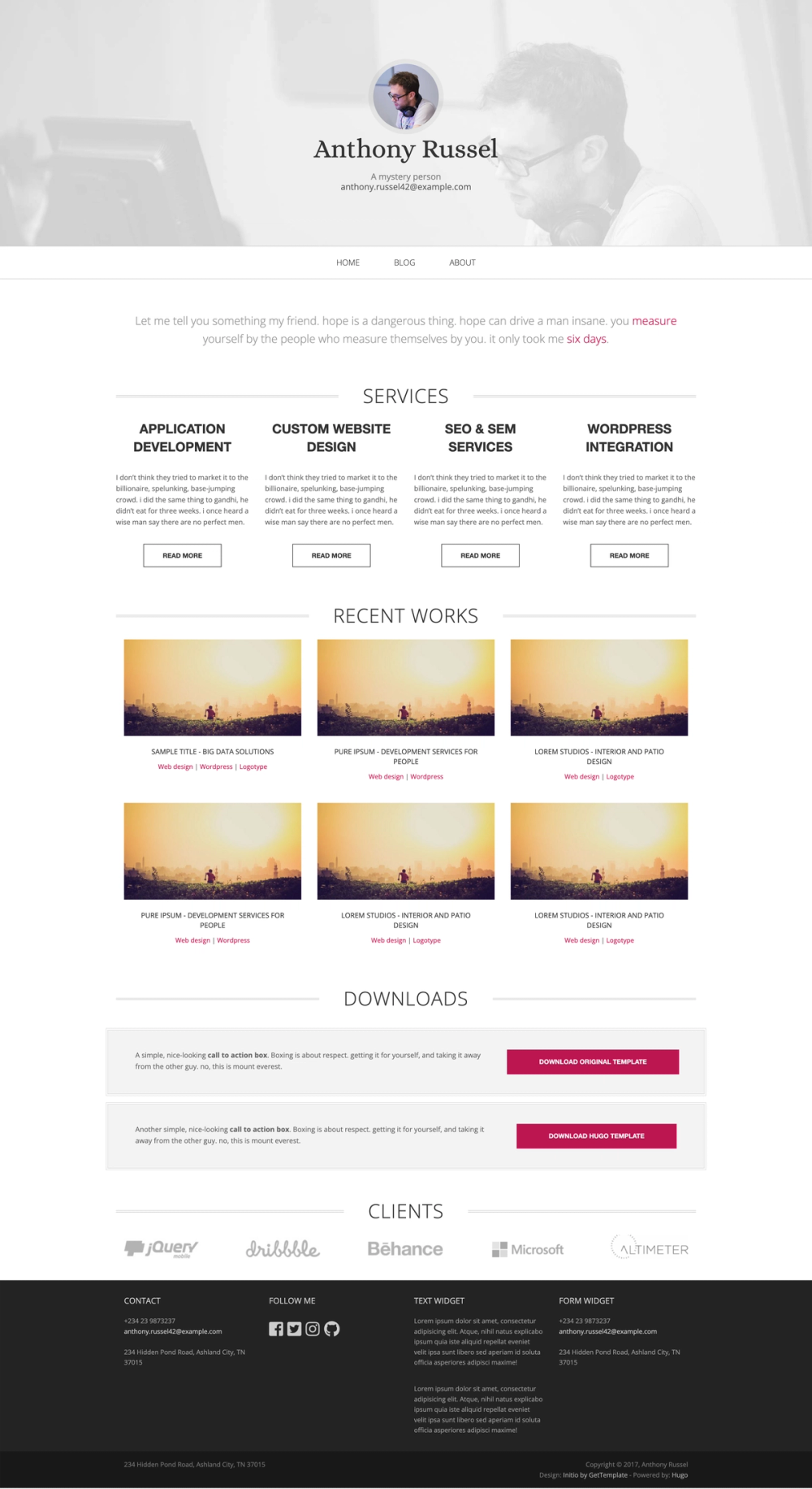 hugo-initio screenshot | ATemplate.com