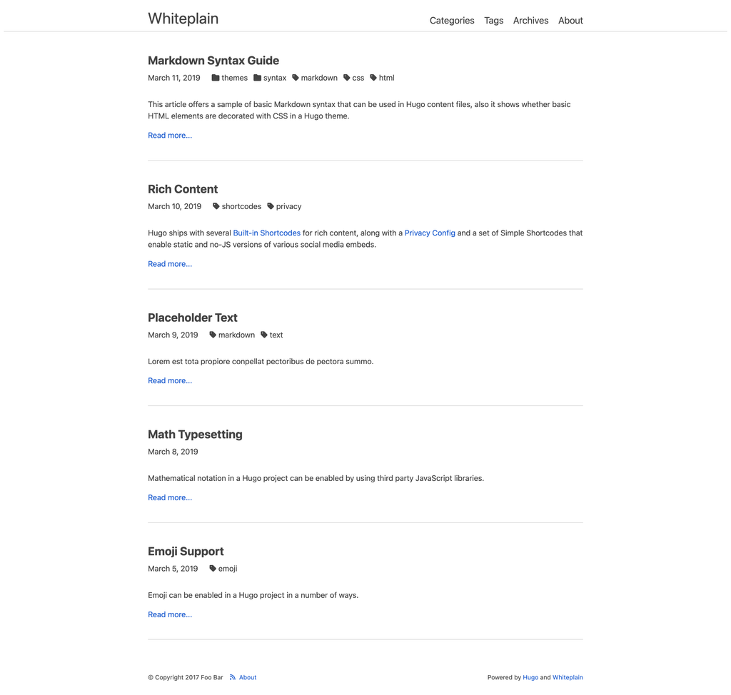 Whiteplain screenshot | ATemplate.com