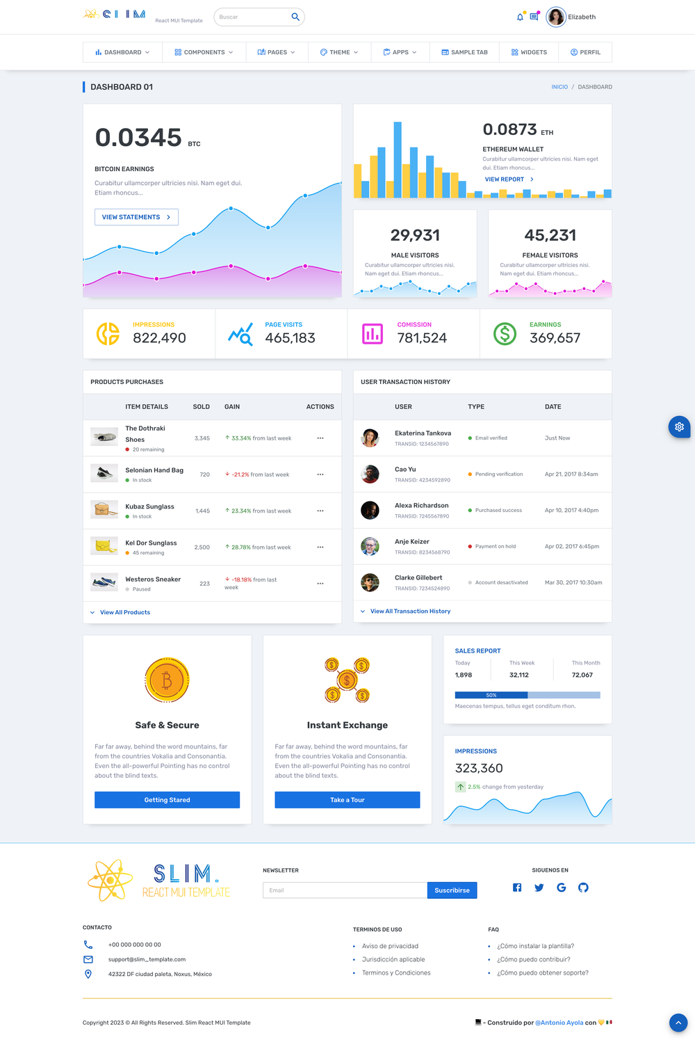 slim-free-react-mui-template screenshot | ATemplate.com