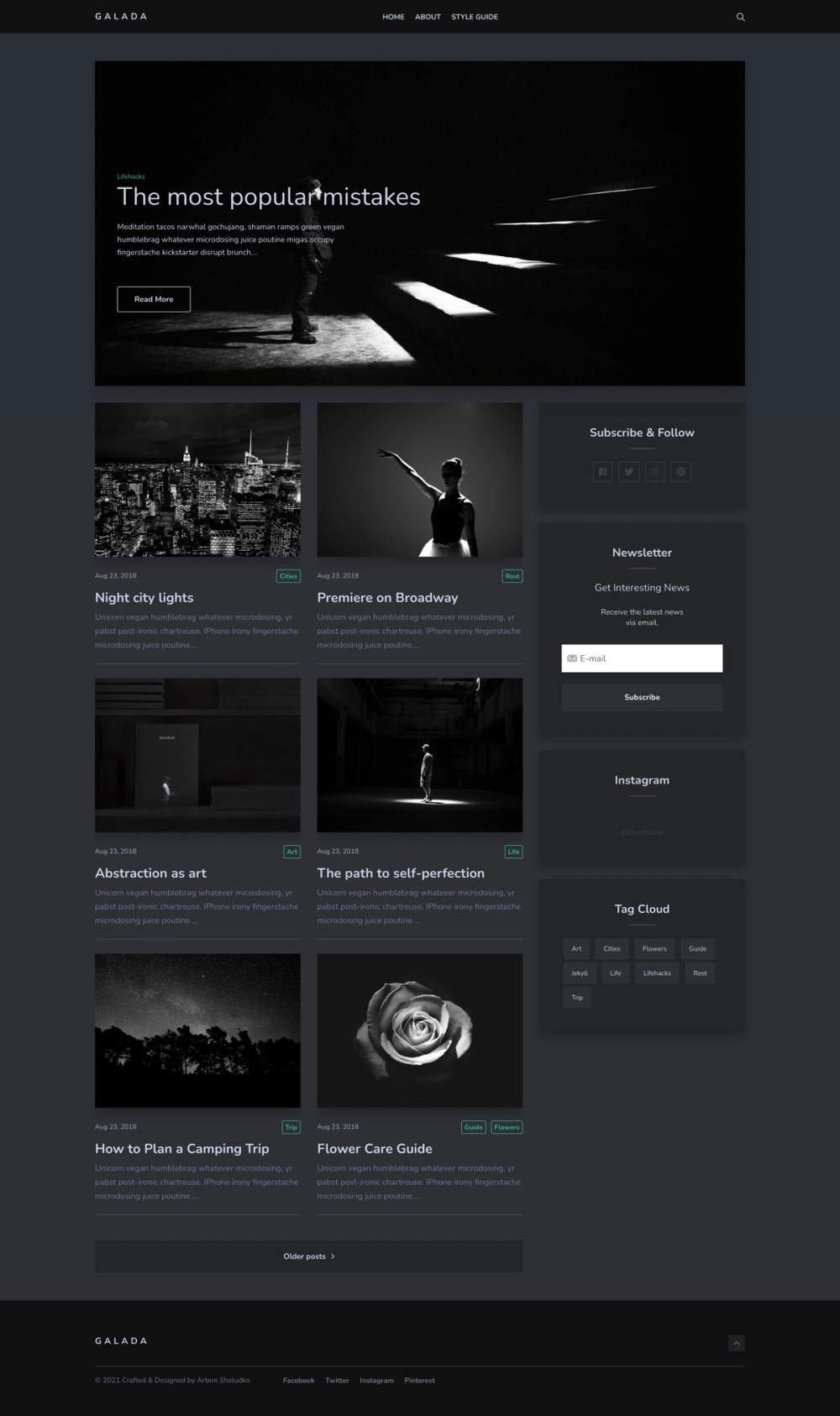 Galada screenshot | ATemplate.com