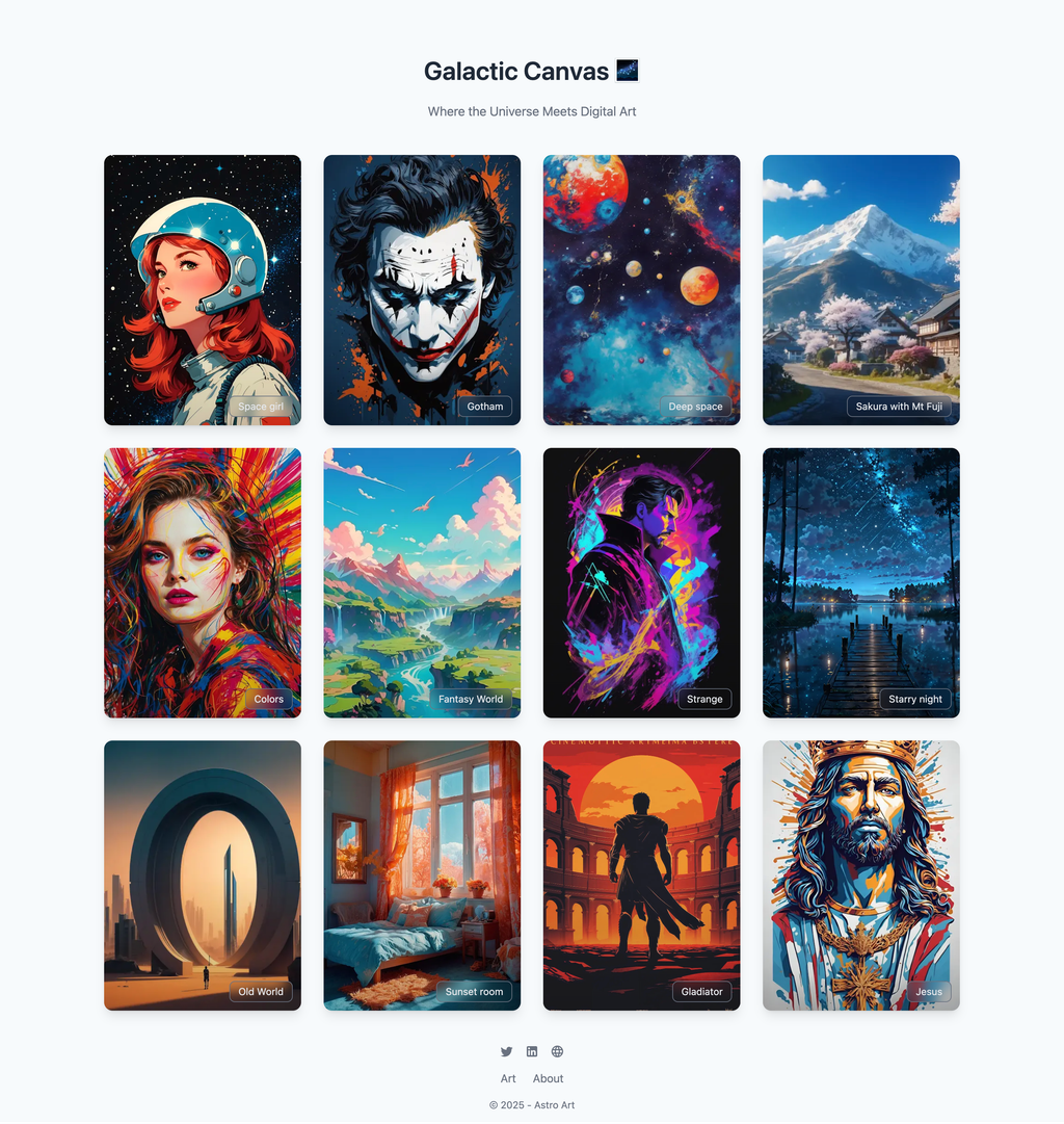 astro-art-portfolio screenshot | ATemplate.com