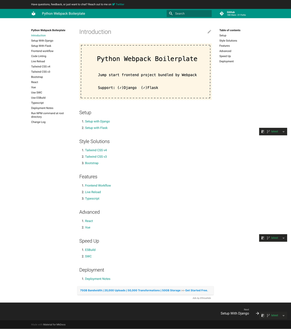 python-webpack-boilerplate  screenshot | ATemplate.com