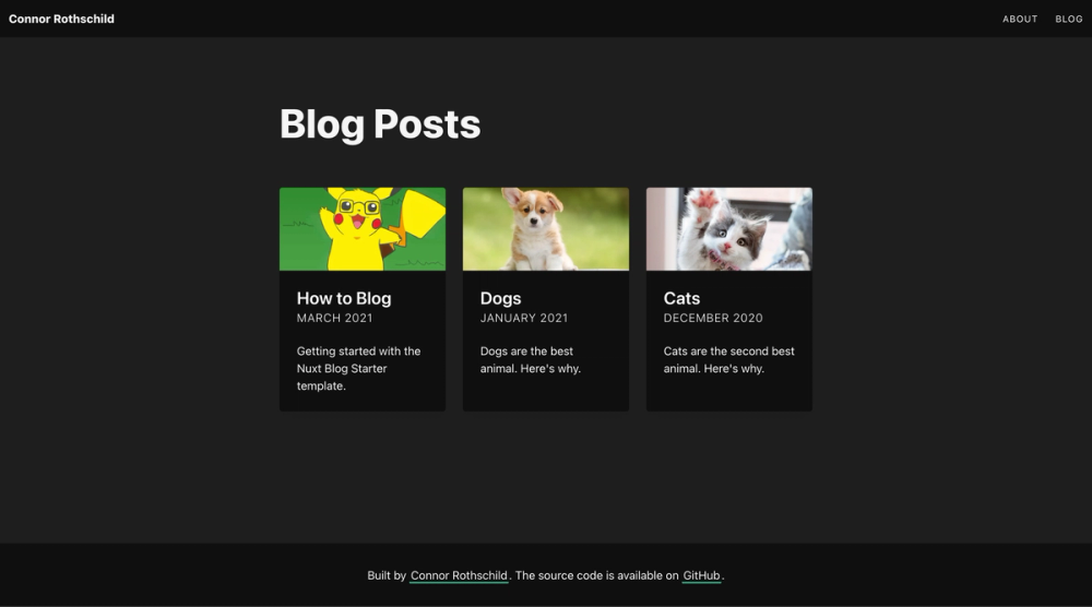 Nuxt Blog Starter screenshot | ATemplate.com