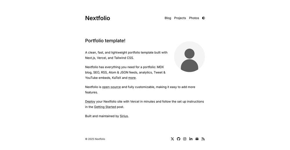 Nextfolio screenshot | ATemplate.com