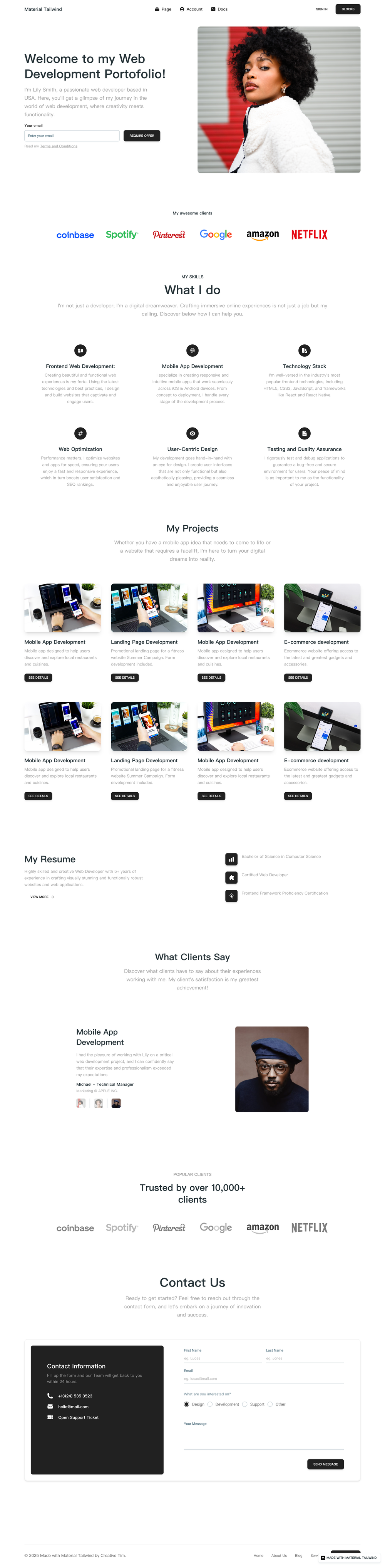 NextJS Tailwind Portfolio Page screenshot | ATemplate.com