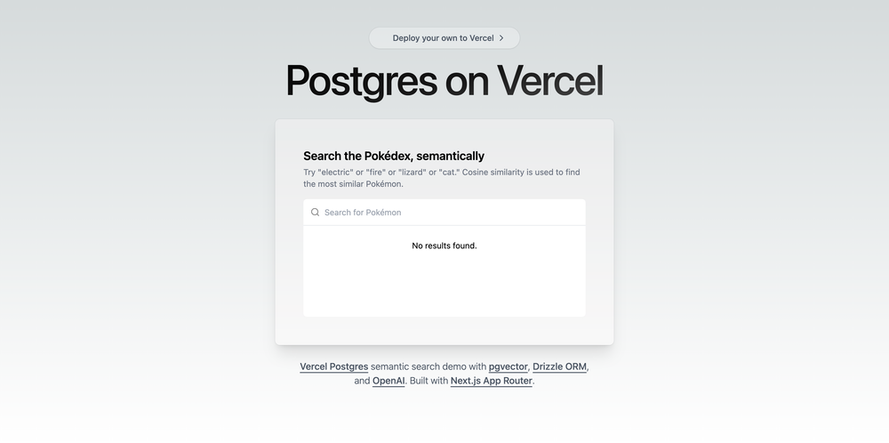 Vercel Postgres pgvector Starter screenshot | ATemplate.com