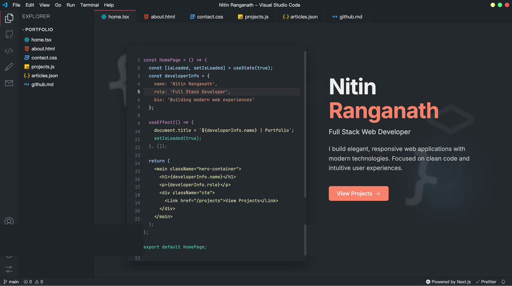 Nitin Ranganath Portfolio screenshot | ATemplate.com