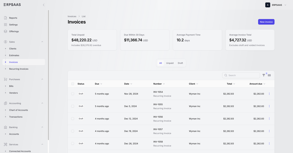 ERPSAAS screenshot | ATemplate.com