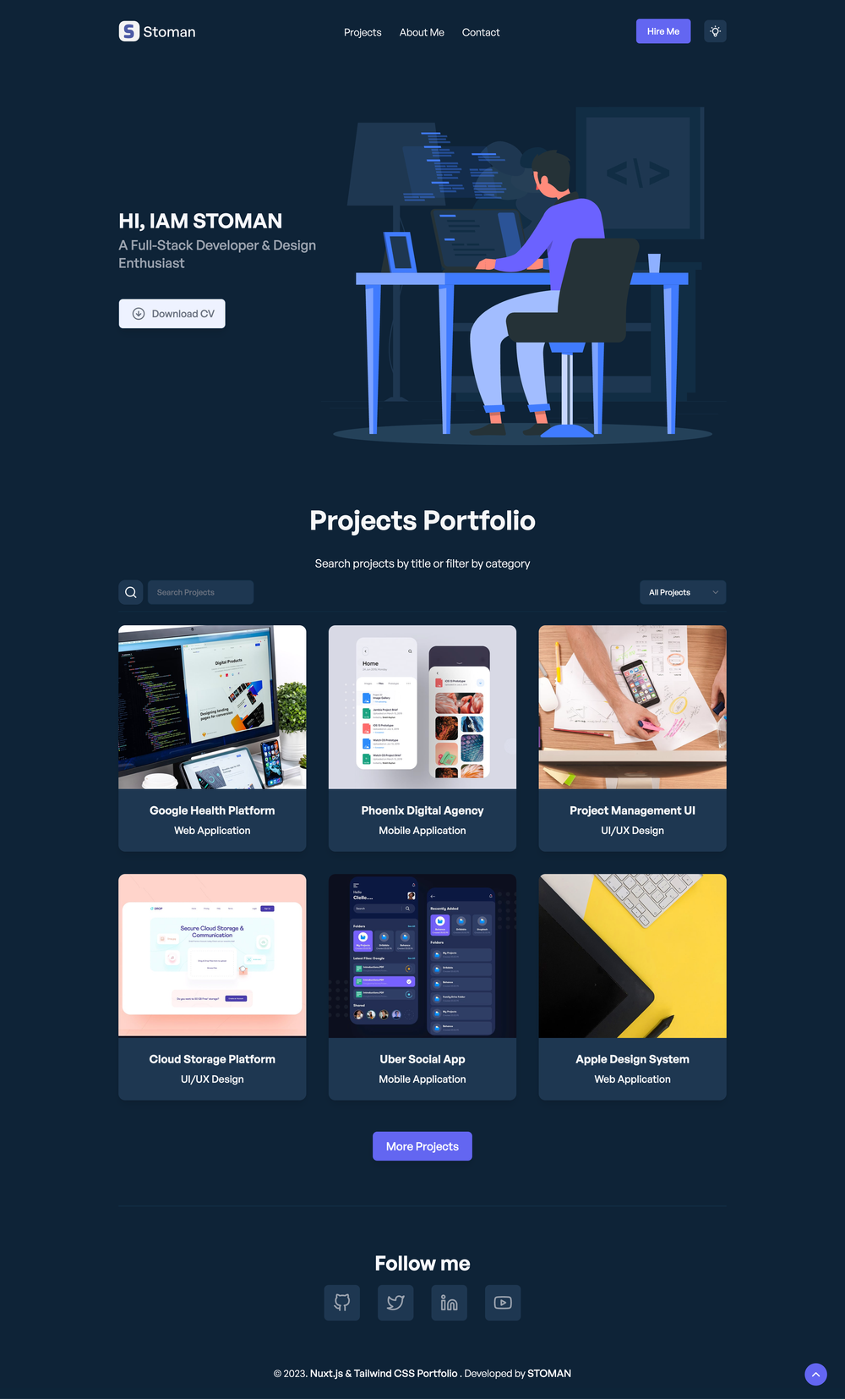 nuxtjs-tailwindcss-portfolio screenshot | ATemplate.com