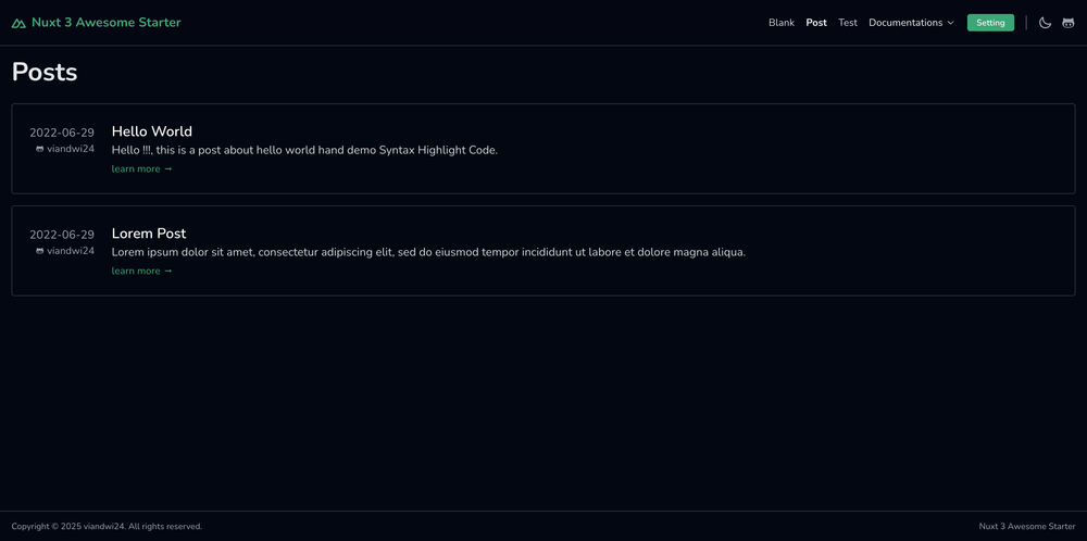 Nuxt3 Awesome Starter screenshot | ATemplate.com