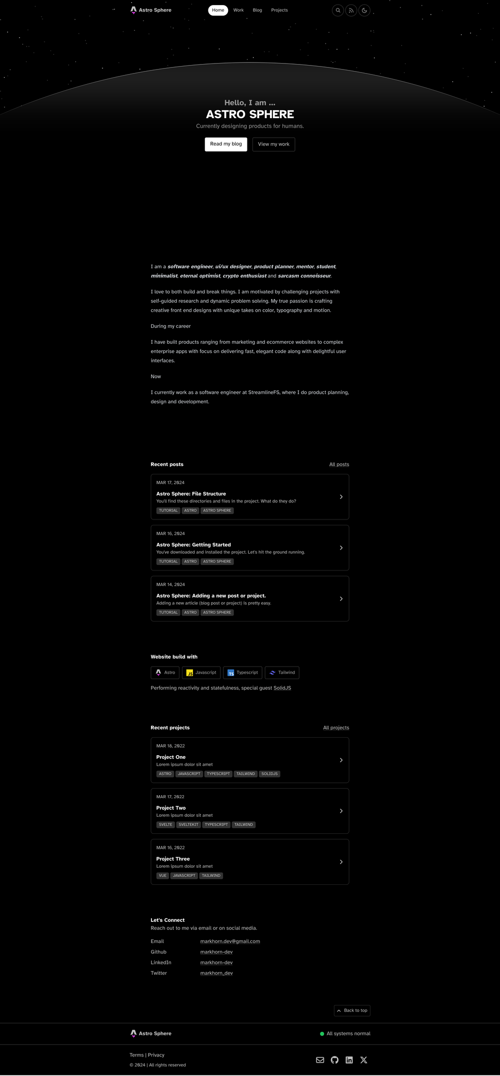 Astro Sphere screenshot | ATemplate.com