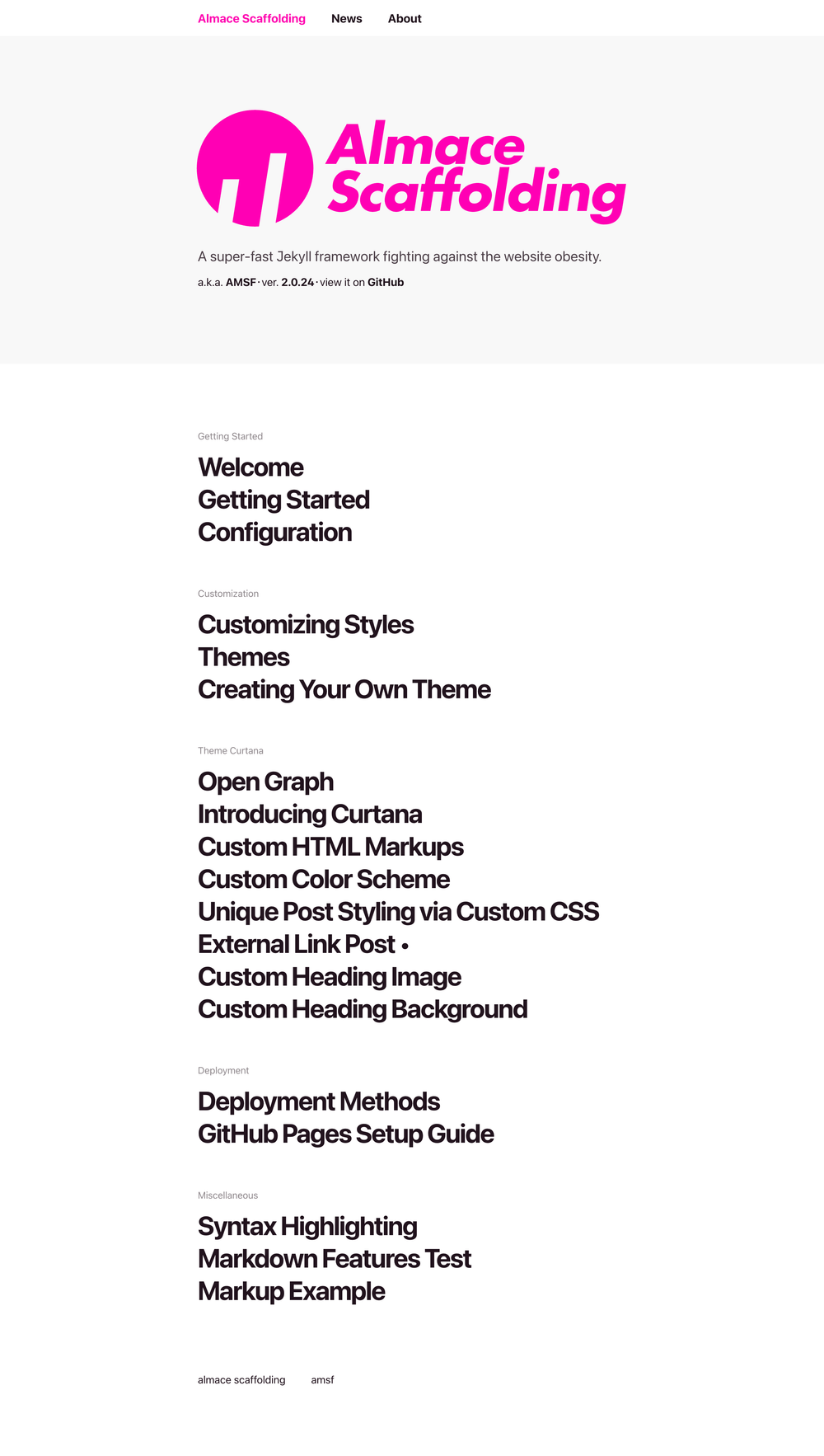 Almace Scaffolding screenshot | ATemplate.com