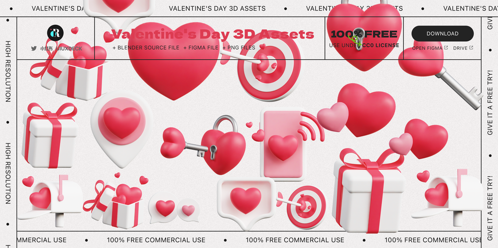 free-3d-valentines-assets screenshot | ATemplate.com