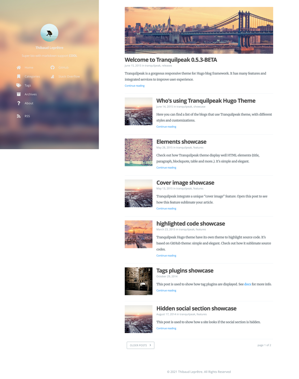 Tranquilpeak screenshot | ATemplate.com