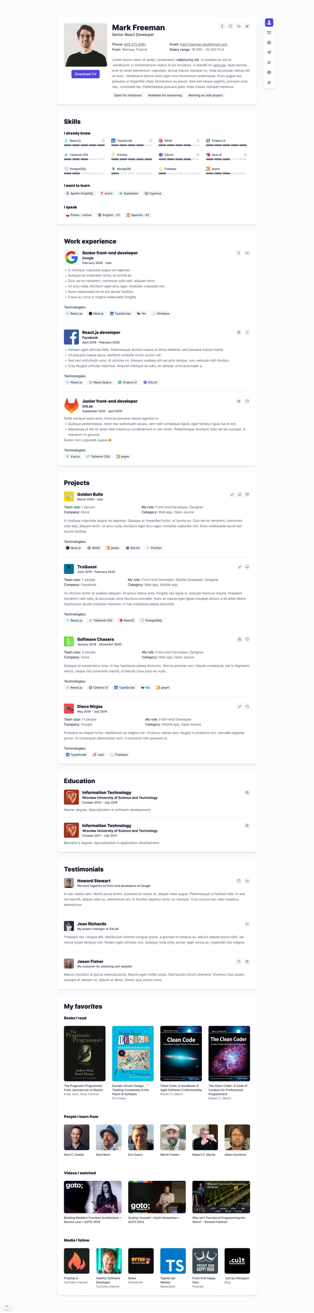 DevsCard screenshot | ATemplate.com