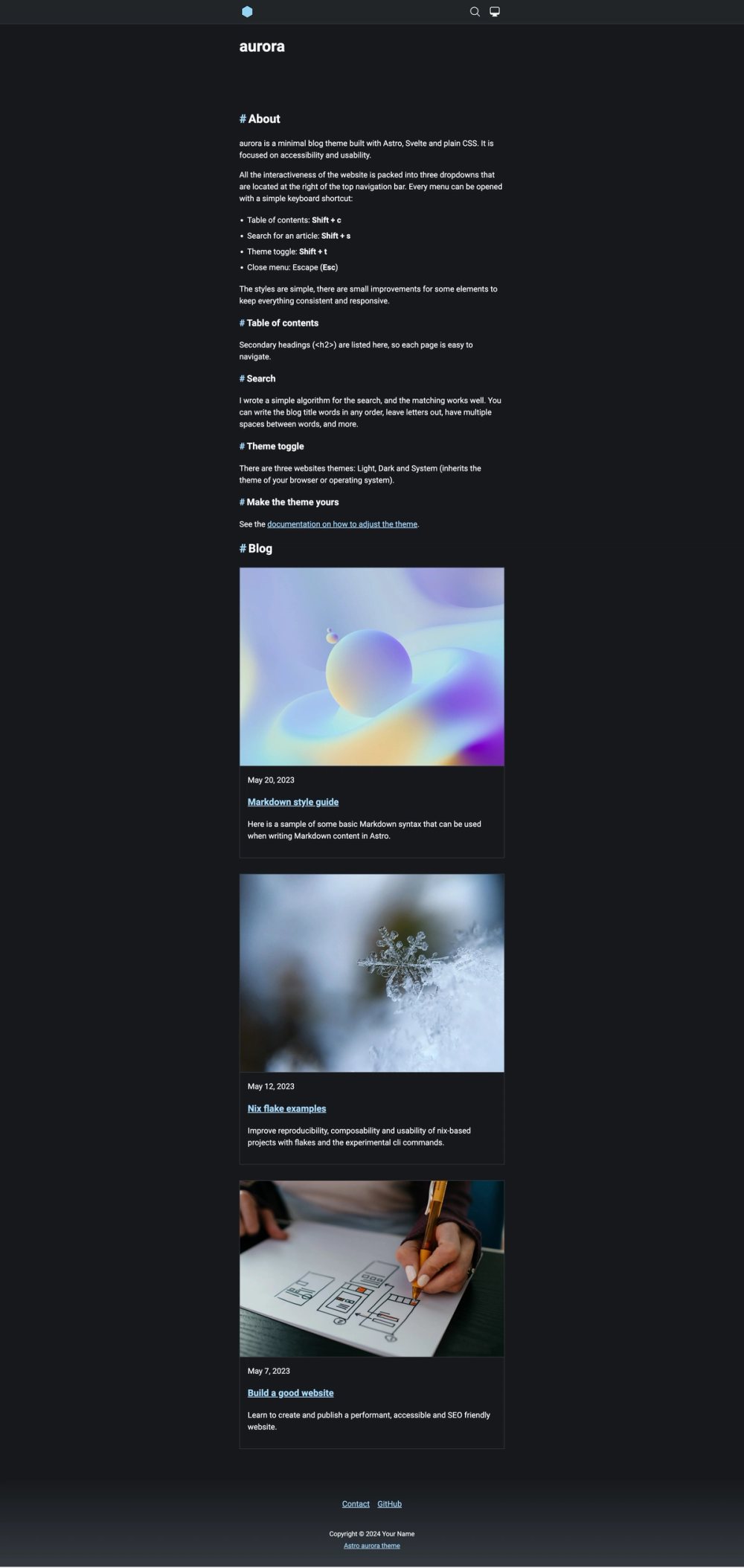 Aurora screenshot | ATemplate.com