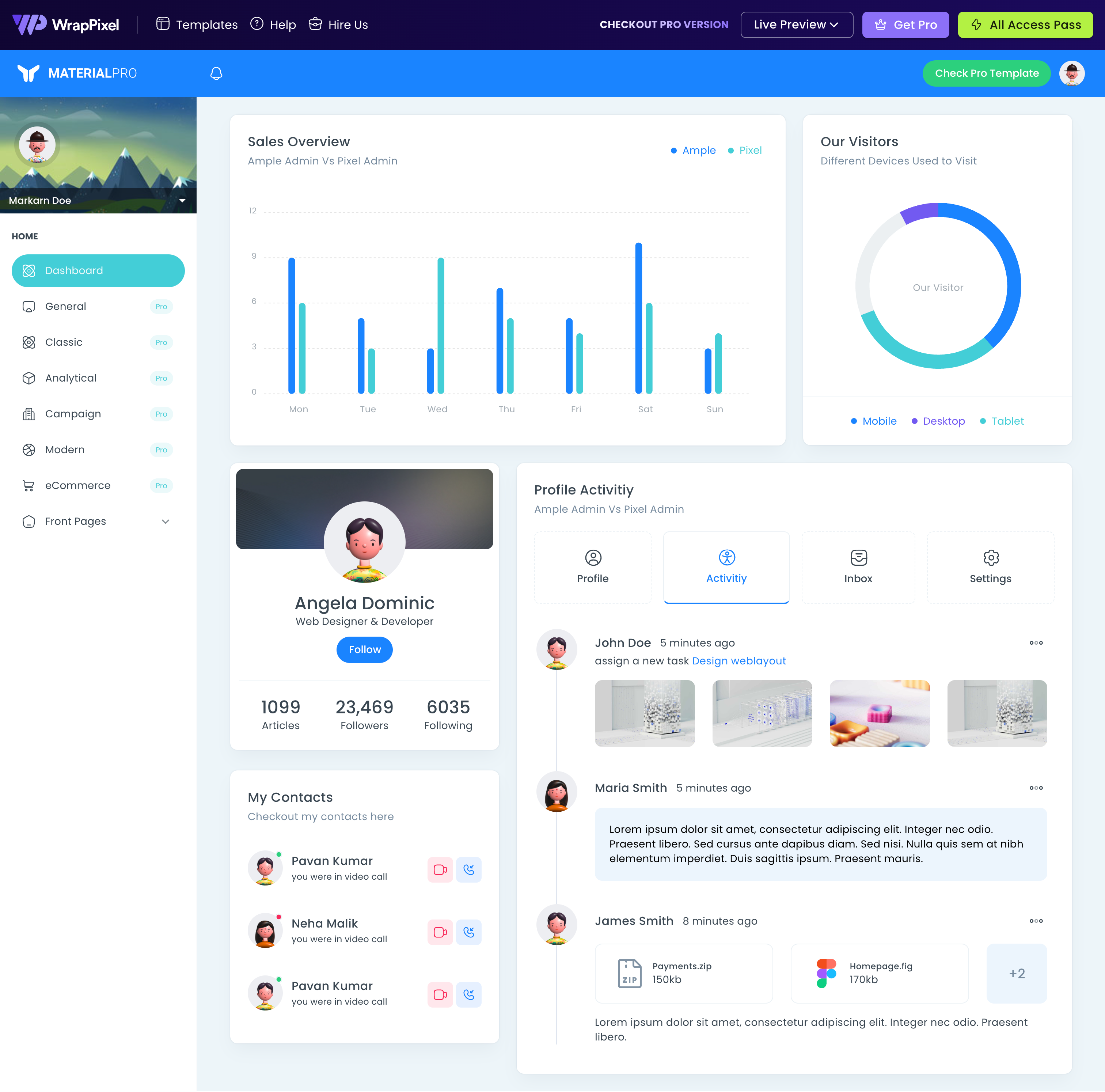 MaterialPro Vuetify Lite screenshot | ATemplate.com
