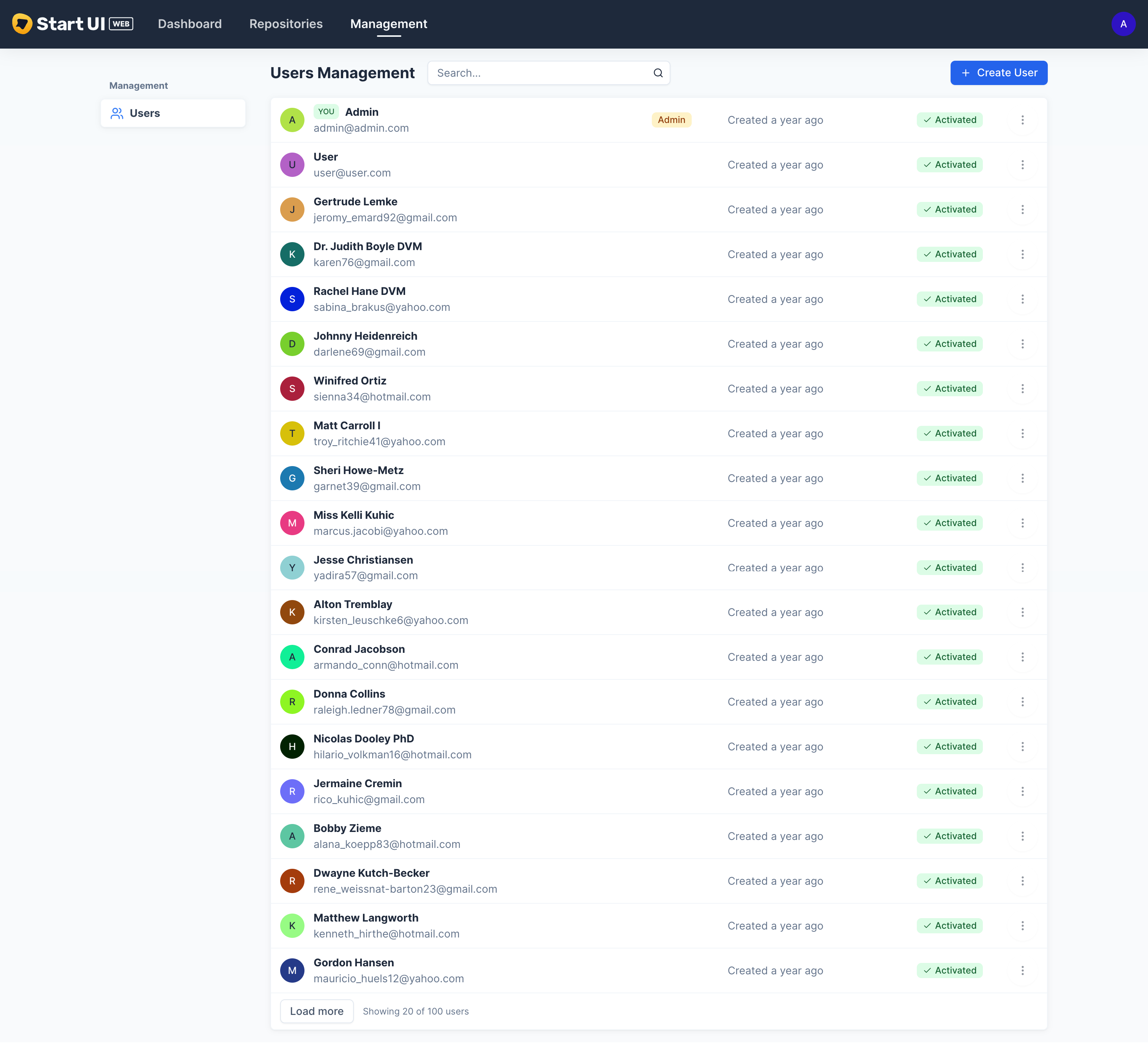 start-ui-web screenshot | ATemplate.com