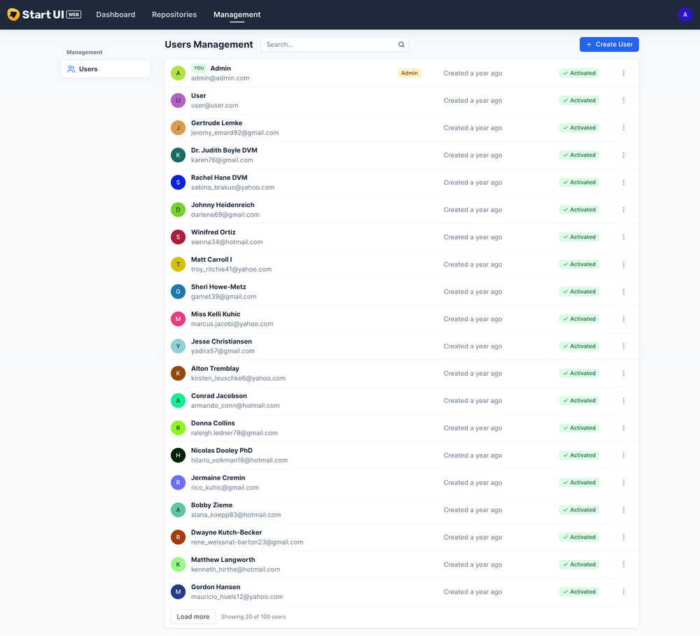start-ui-web screenshot | ATemplate.com