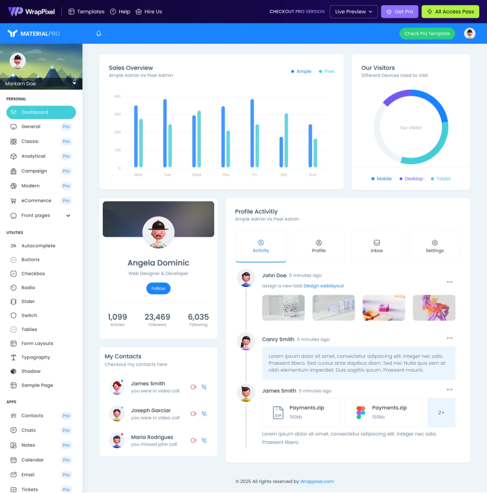 MaterialPro React Lite screenshot | ATemplate.com