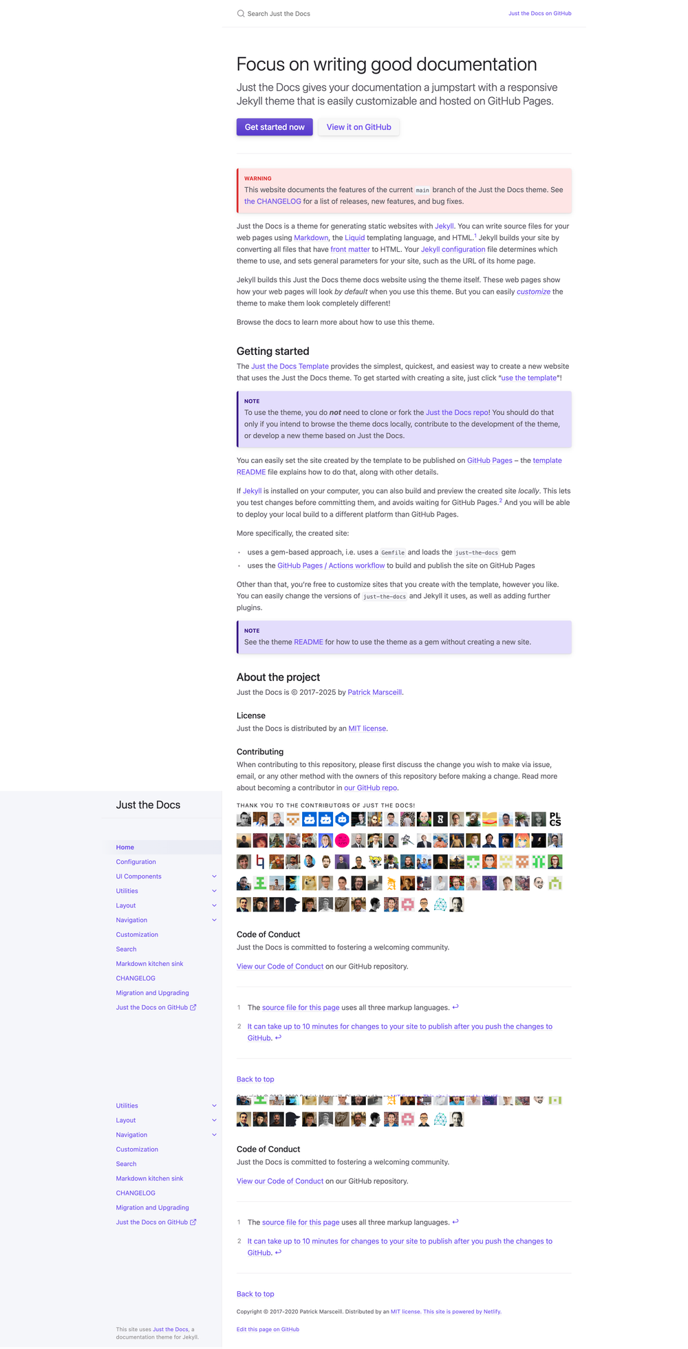 Just the Docs screenshot | ATemplate.com