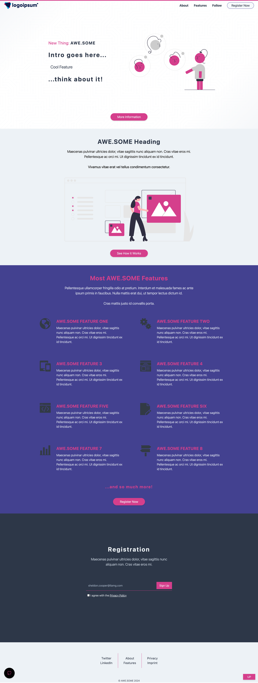 hugo-landing-page screenshot | ATemplate.com