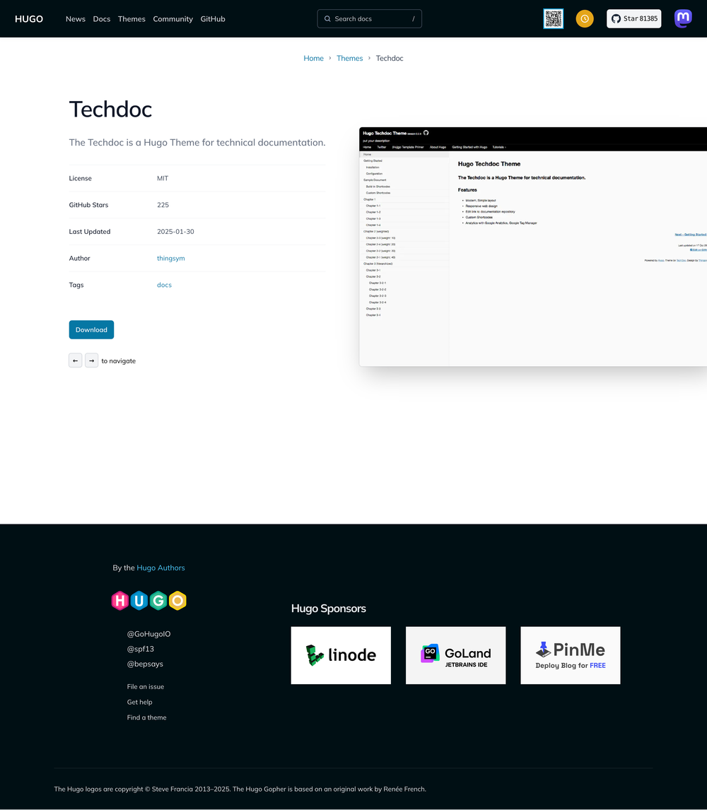 hugo-theme-techdoc screenshot | ATemplate.com