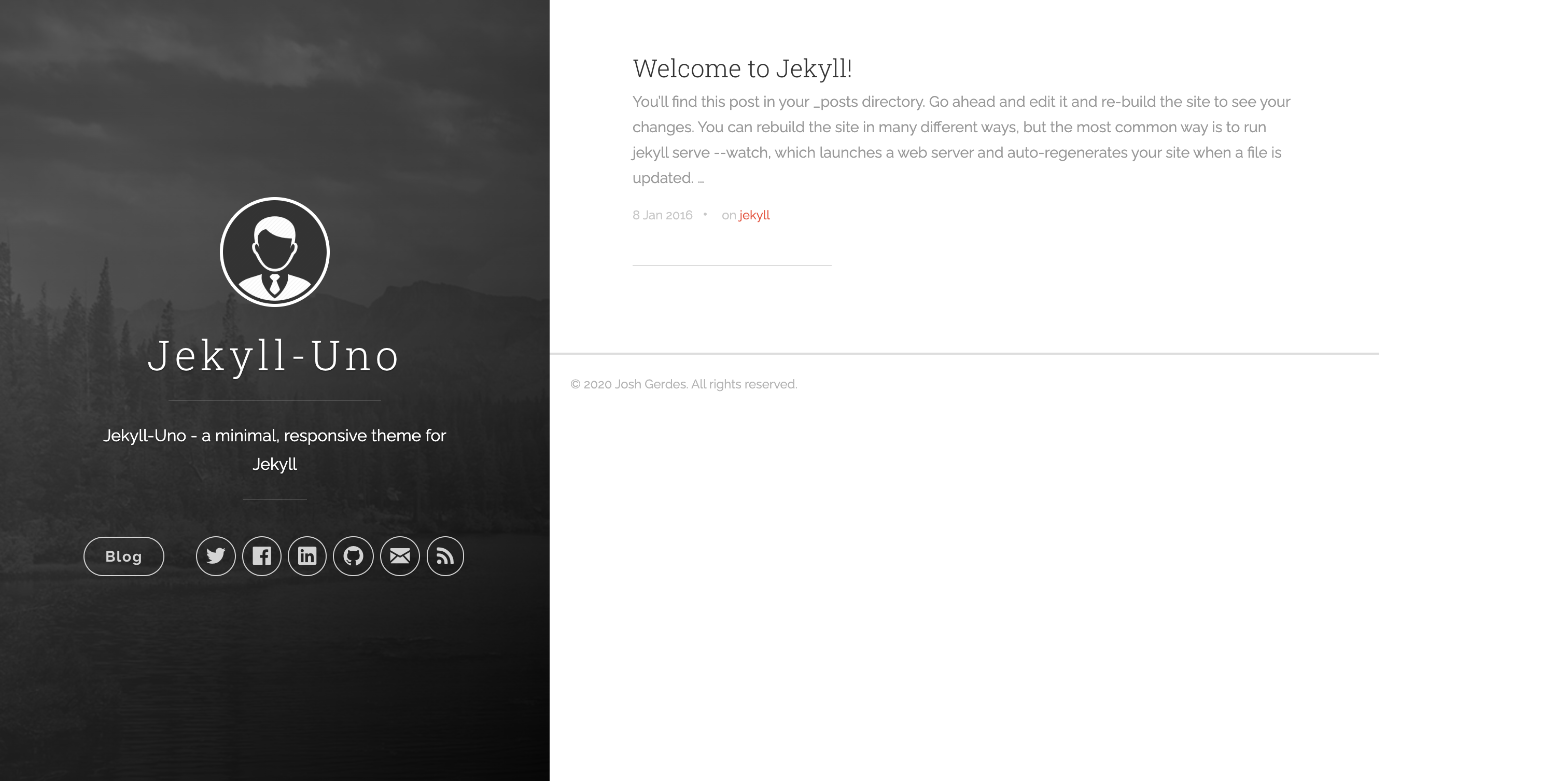 jekyll-uno screenshot | ATemplate.com