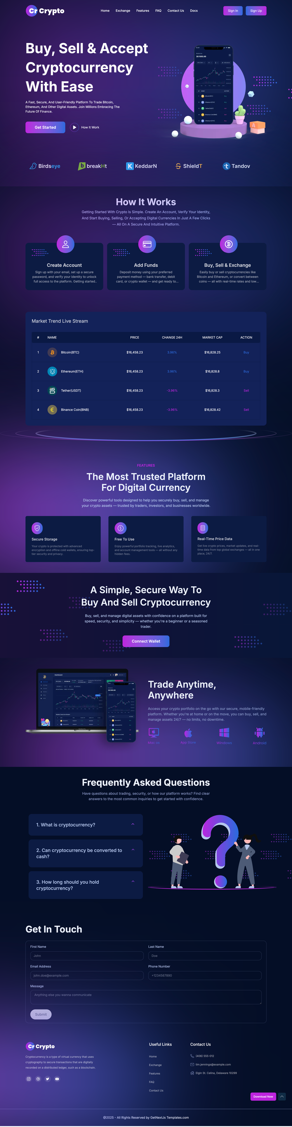 crypto-tailwind-nextjs-free screenshot | ATemplate.com