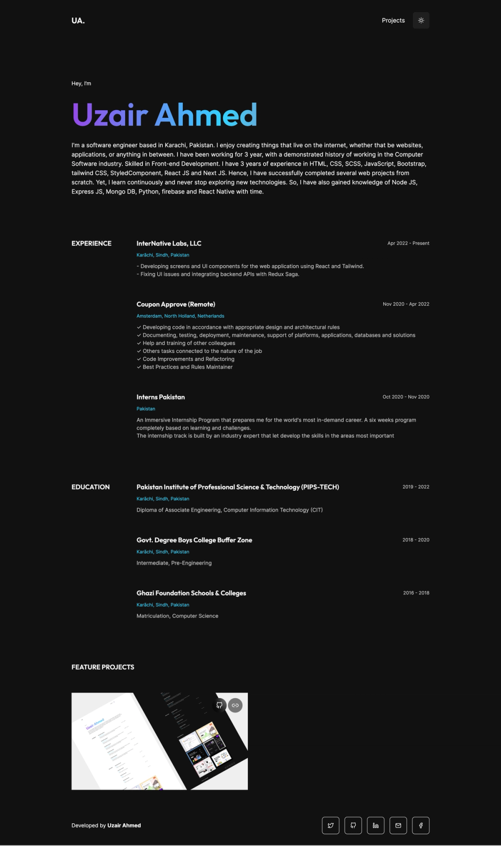 astro-portfolio screenshot | ATemplate.com