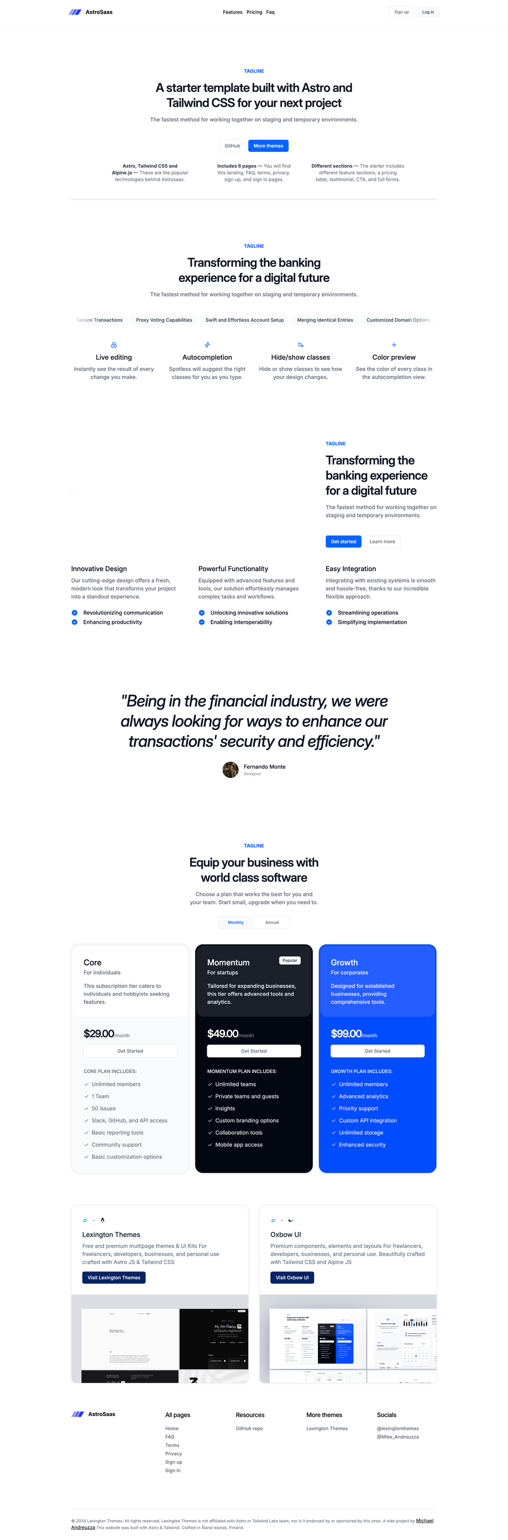 astrosaas screenshot | ATemplate.com
