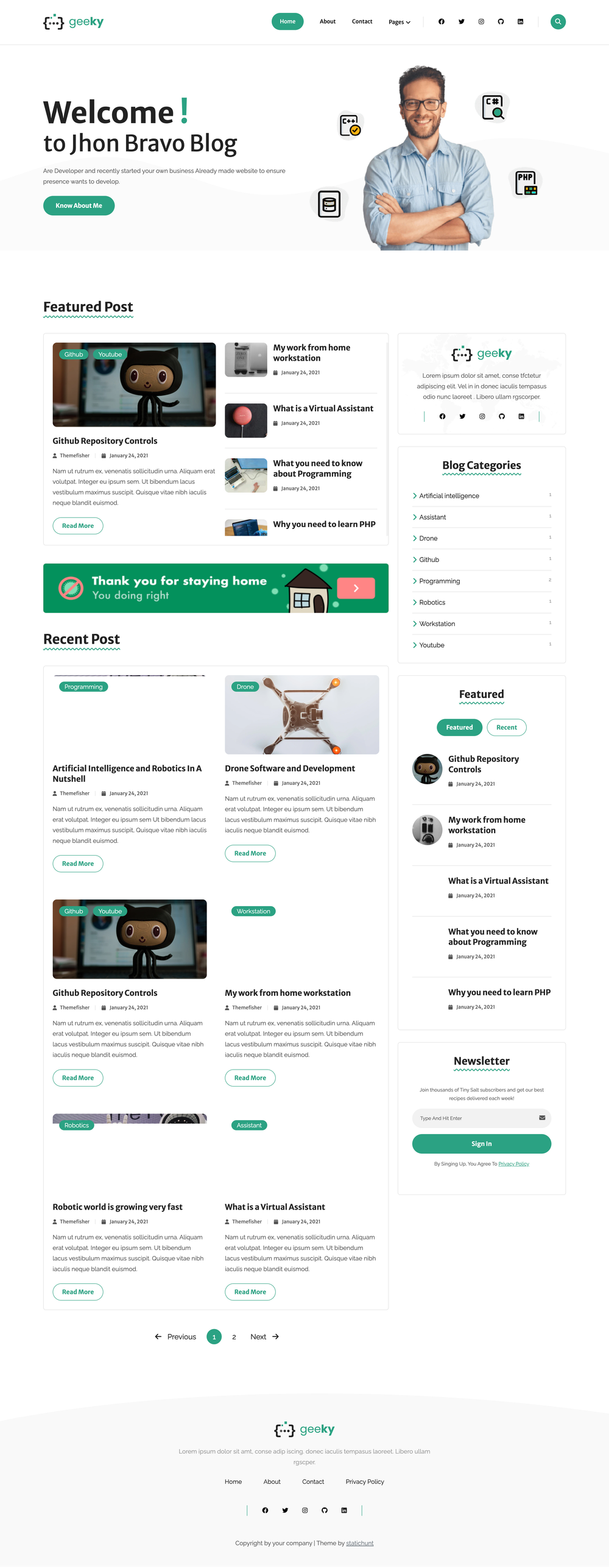 Geeky Hugo screenshot | ATemplate.com