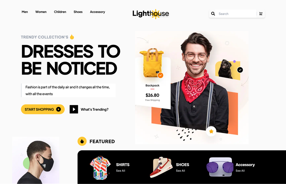 Lighthouse shop screenshot | ATemplate.com