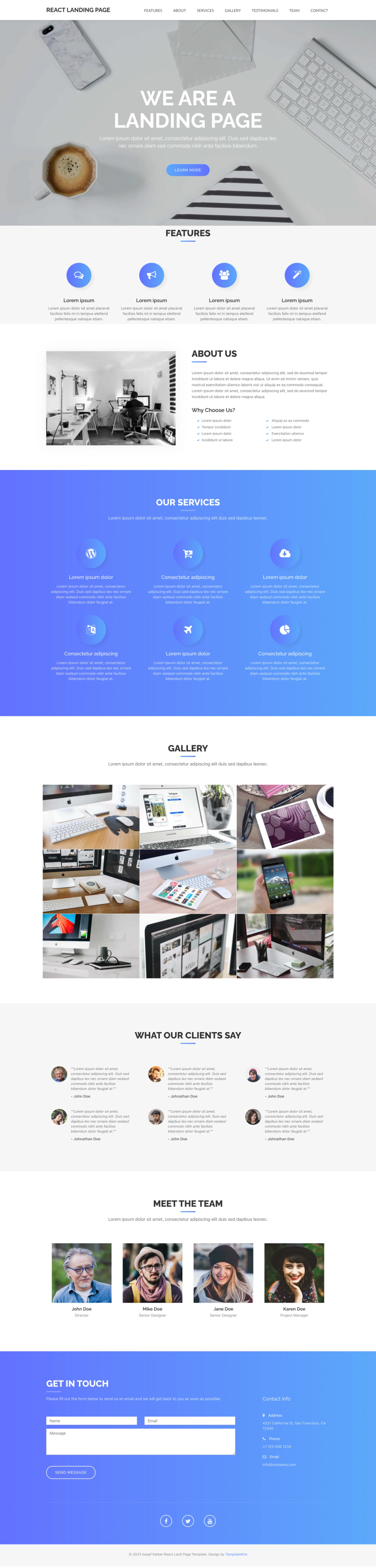 React-Landing-Page-Template screenshot | ATemplate.com
