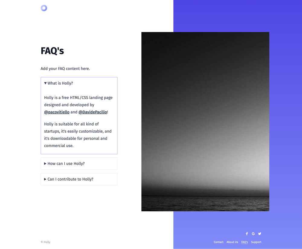 holly-react screenshot | ATemplate.com