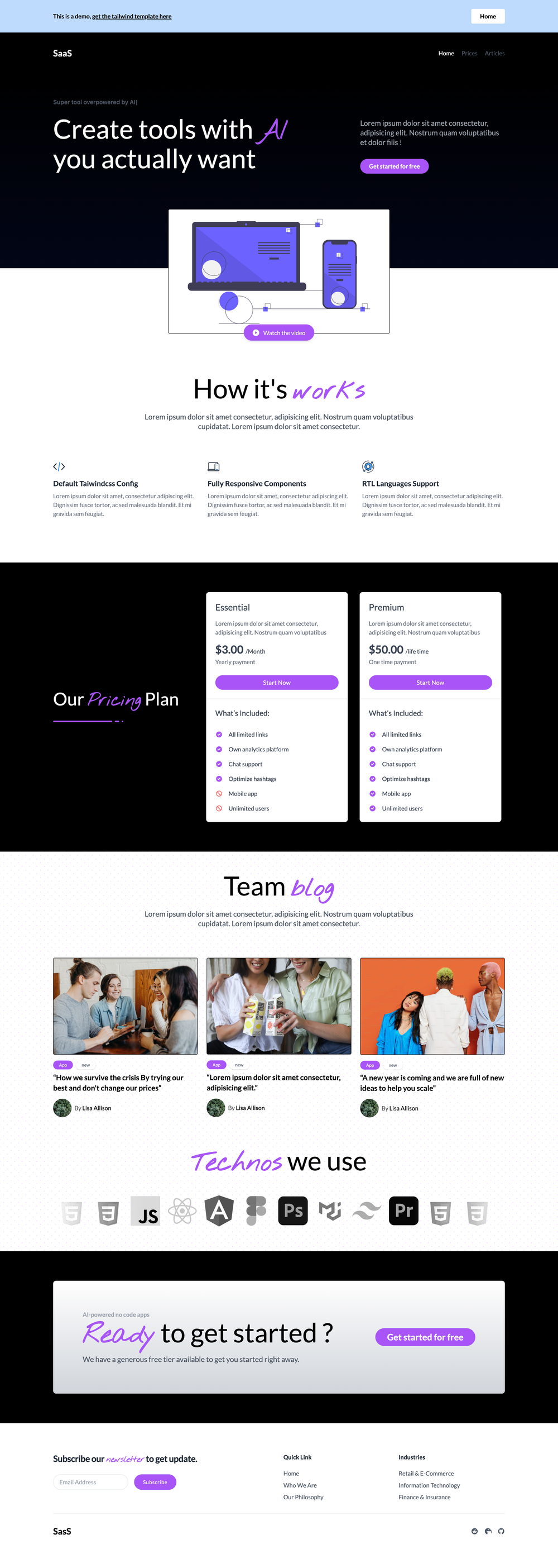 tw-saas-tpl screenshot | ATemplate.com