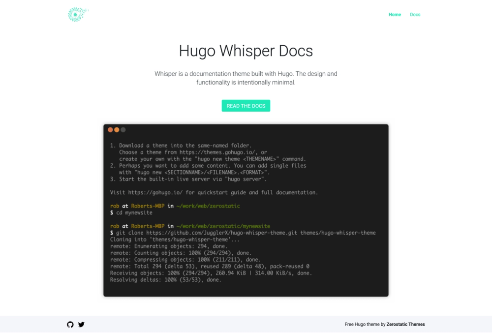 Hugo Whisper Theme screenshot | ATemplate.com