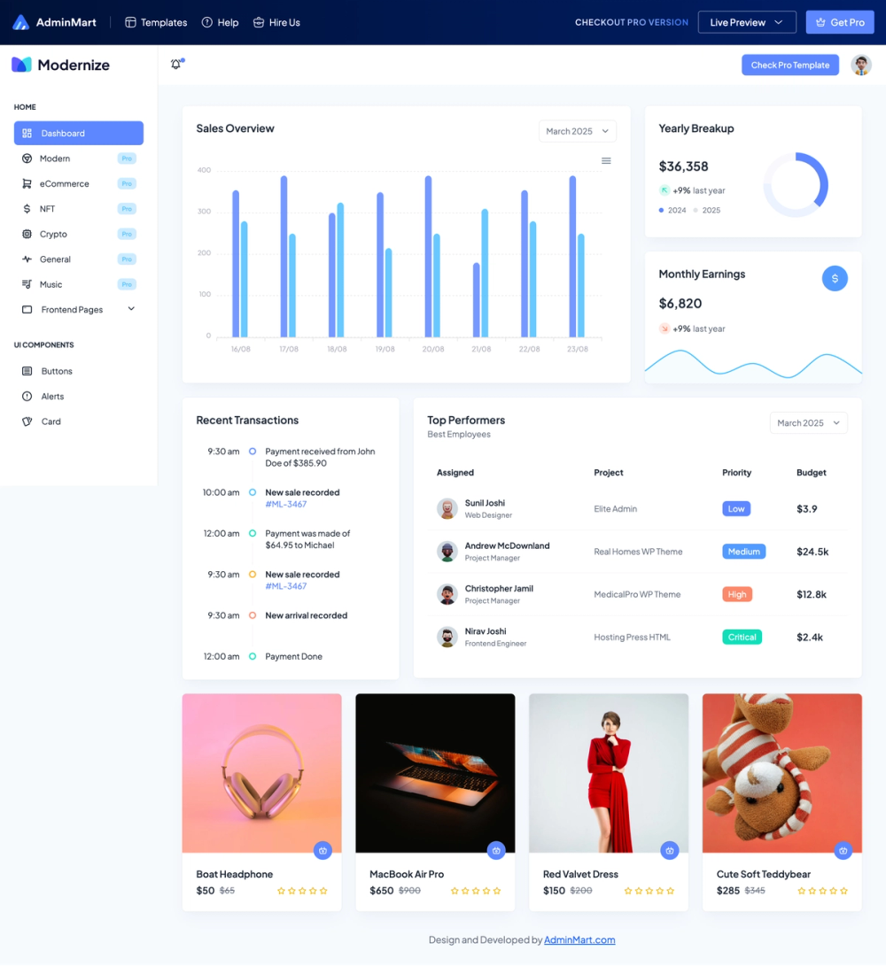 modernize-html-free-tailwind screenshot | ATemplate.com