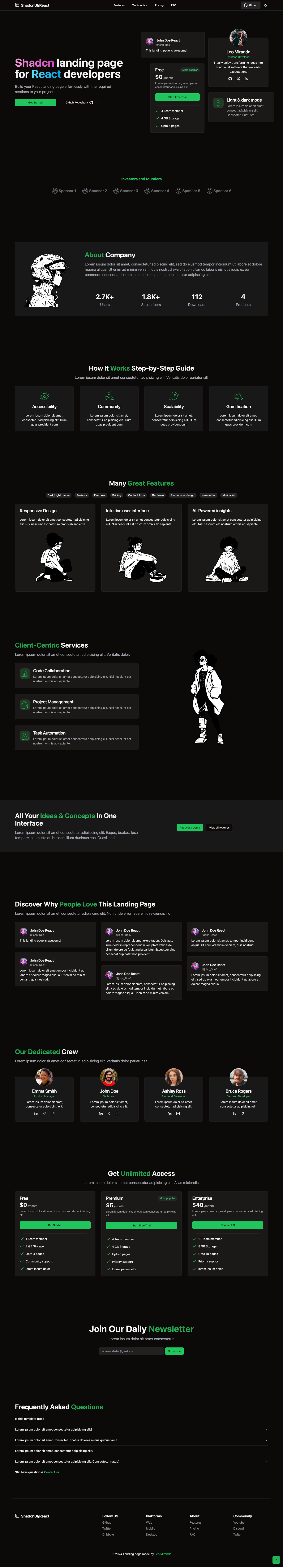 shadcn-landing-page screenshot | ATemplate.com