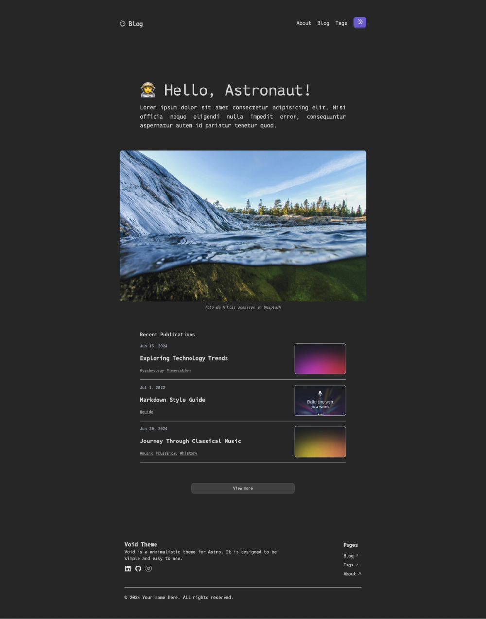 Void-Astro screenshot | ATemplate.com