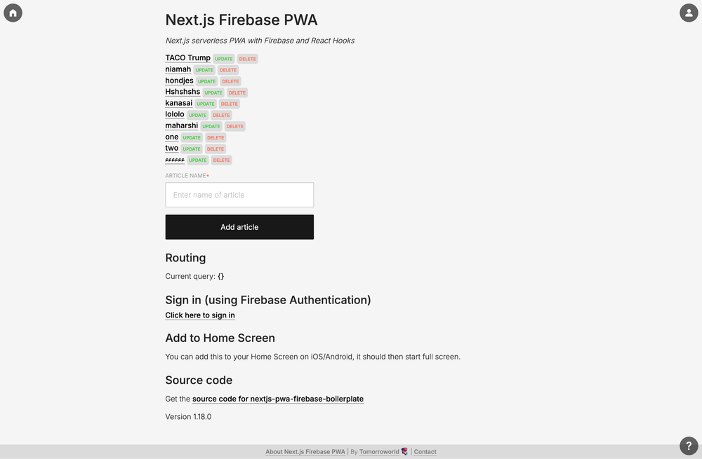 nextjs-pwa-firebase-boilerplate screenshot | ATemplate.com