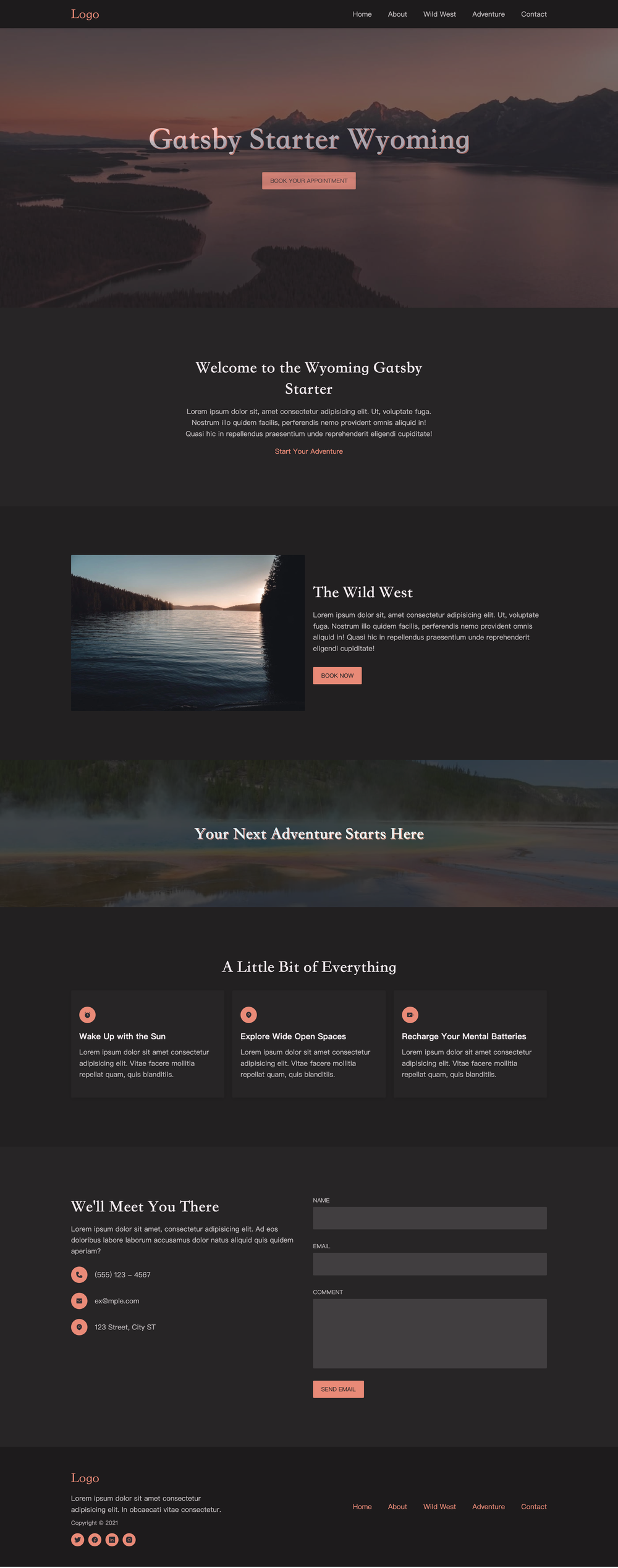 gatsby-starter-wyoming screenshot | ATemplate.com